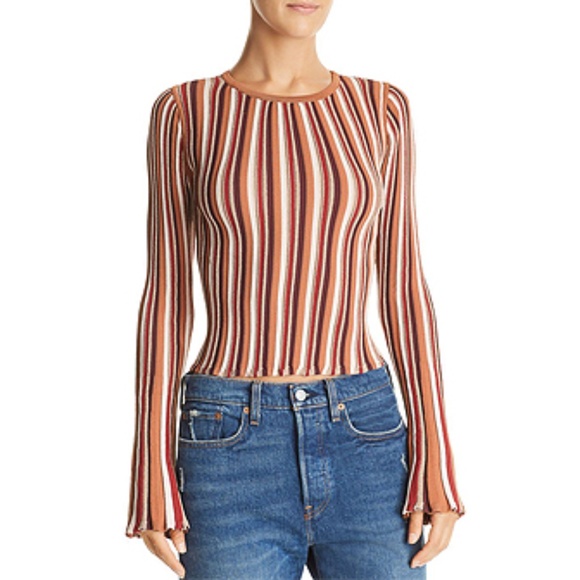 Ronny Kobo Juni Striped Knit Top 100% Exclusive Bloomingdale's - Picture 1 of 3